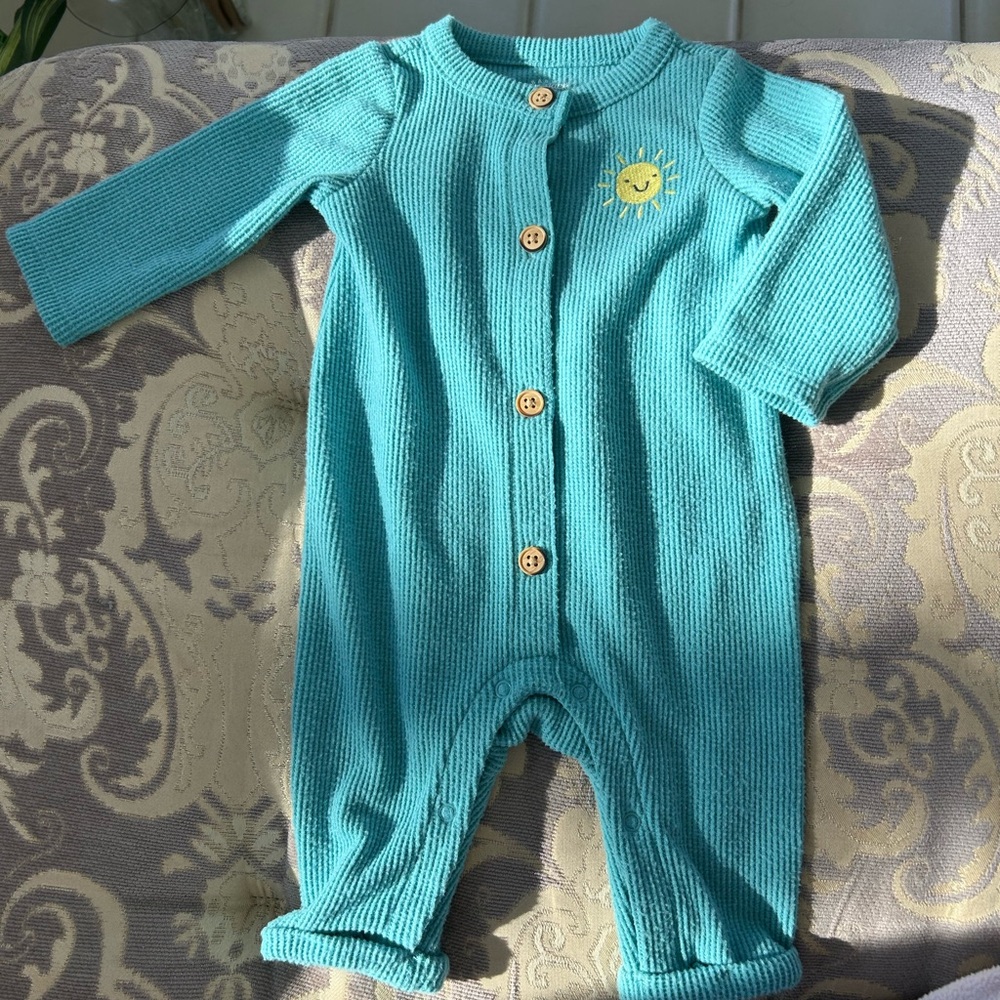 Cat & Jack Teal One Piece with Sun Design sz 0-3 month